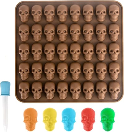 Skull Candy Mallen van Silicoon voor Jelly, IJsblokjes, Chocolade en Koekjes - 40 Grid, Perfect voor Halloween en Feestjes