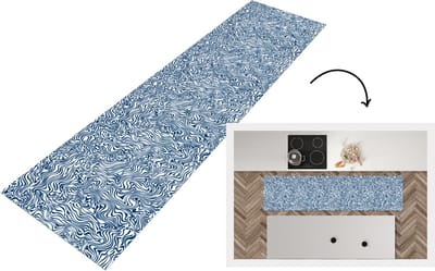 Keukenloper - Loper keuken - Patronen - Abstract - Blauw - 200x50 cm - Keukenloper vinyl