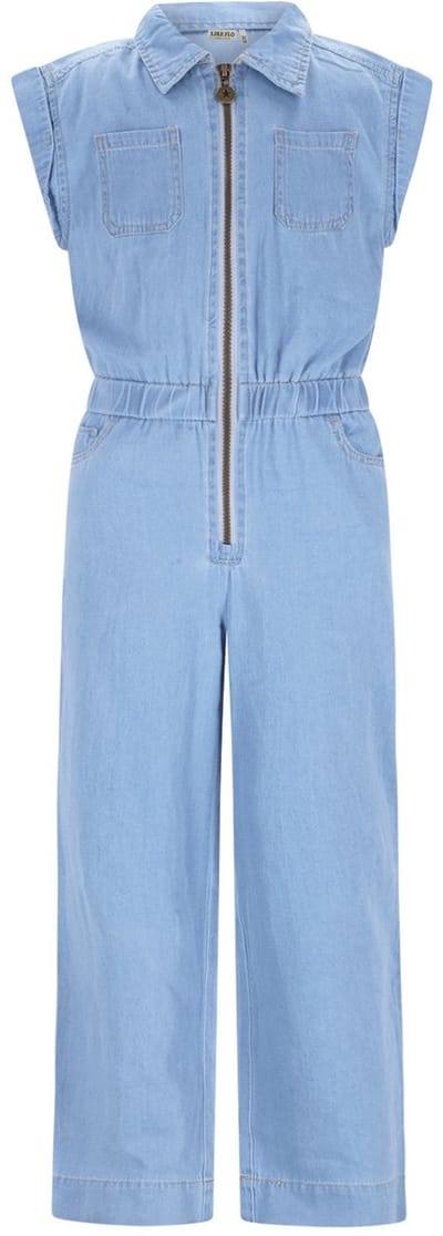 Like Flo - Bodi Flo girls chambrey jumpsuit - lt denim - Maat 104
