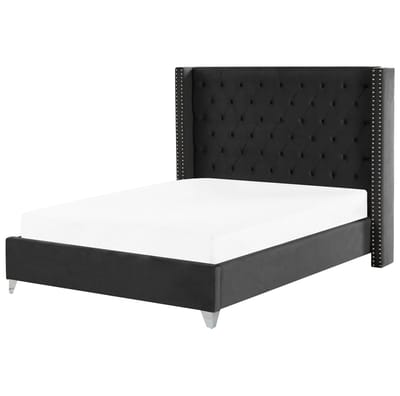 LUBBON - Tweepersoonsbed - Zwart - 160 x 200 cm - Fluweel