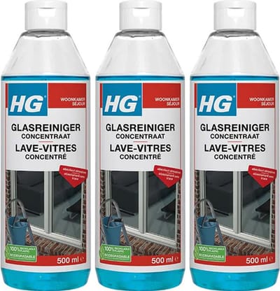 HG glasreiniger concentraat + Gratis KD spons - 3 stuks