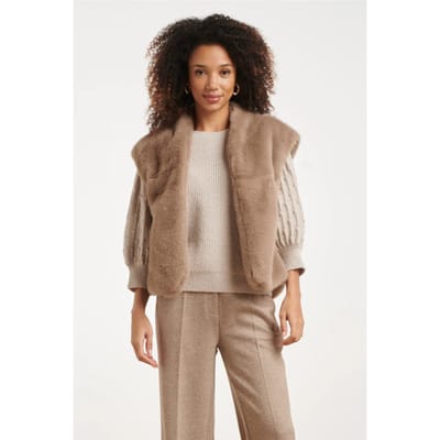 Smashed Lemon Faux fur gilet met opstaande kraag |