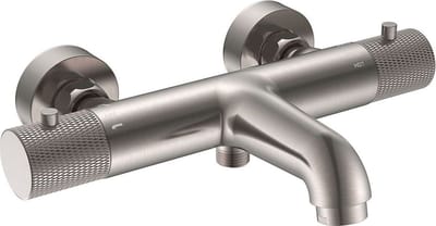 Wiesbaden Ribbd thermostatische badmengkraan hartafstand 15 cm geborsteld staal