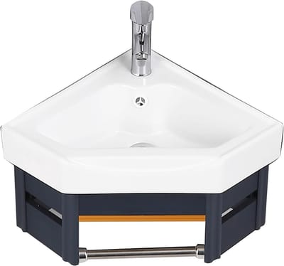 Hoekwastafel Op Voetstuk - Wandmontage Meubel - Ruimte Besparen - Keramisch Materiaal - 38cm - Wit