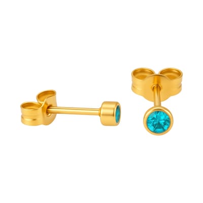 Aramat Jewels | Oorbellen | Stalen Aqua Blauwe Kristal Oorbellen 3mm | | | |3mm | Staal | Kinderen, Volwassenen | Verkleurd niet