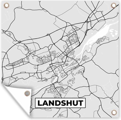 Tuin poster Plattegrond - Duitsland - Landshut - Kaart - Stadskaart - 200x200 cm - Tuindoek