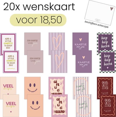 Hoya living - kaarten set - 20 stuks - Set-nr. 1 - 14.8 x 10,5 cm - achterzijde beschrijfbaar - wenskaarten - kaartjes