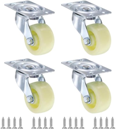 Vaste wielen - Stijve wielen - Meubels verplaatsen - Stil en duurzaam - 4 stuks 180 kg - Wit