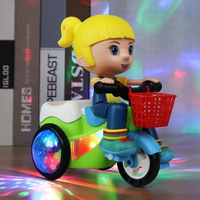 Jouets Robots pour Enfants Voiture de Cascade Tournante Jouets Tricycle Électrique Dansant Moto pour Enfants Jouet Dessin Animé Jouet Interactif avec Lumière Musicale