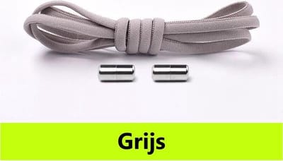 Schoenveters - Grijs - veters - elastische veters - sneakers - schoenen - sportschoenen - accessoires - 100 cm - veterschoenen dames - veterschoenen heren - elastische veters kinderen - lock laces