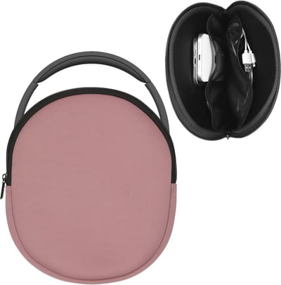 Koptelefoon hoesje met opbergruimte - Donkerroze headset case voor onderweg - Bescherming voor hoofdtelefoons