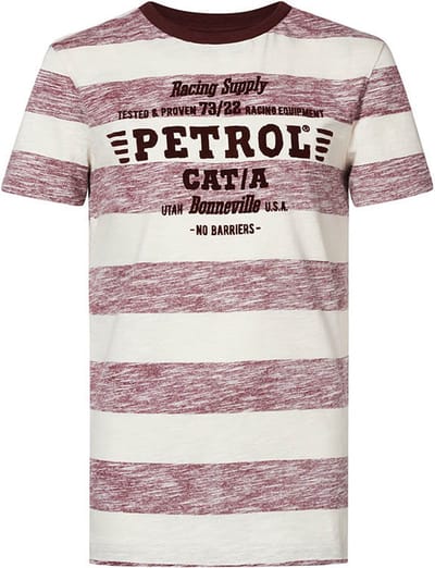 Petrol Industries - Jongens Gestreept T-shirt - Wit - Maat 128