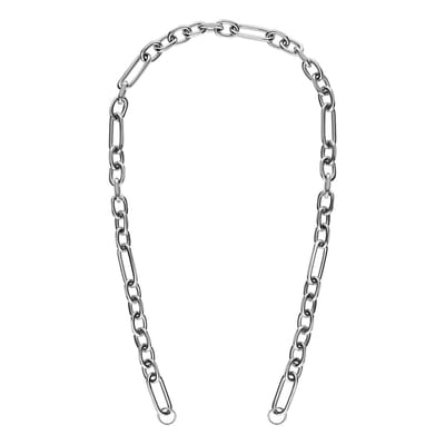 Lucardi Dames Stalen bedel ketting figaro - Ketting - Staal - Zilverkleurig - 40 cm