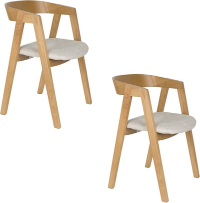 Zuiver Mads Eetkamerstoelen Naturel - Set van 2