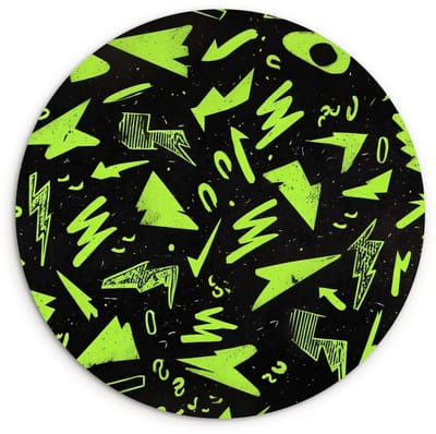 WallCircle® Wandcirkel 120x120 cm - Muurcirkel Gaming - Vormen - Pijlen - Abstract - Zwart - Muurdecoratie woonkamer - Wanddecoratie slaapkamer - Kamer decoratie accessoires - Ronde schilderijen XXL