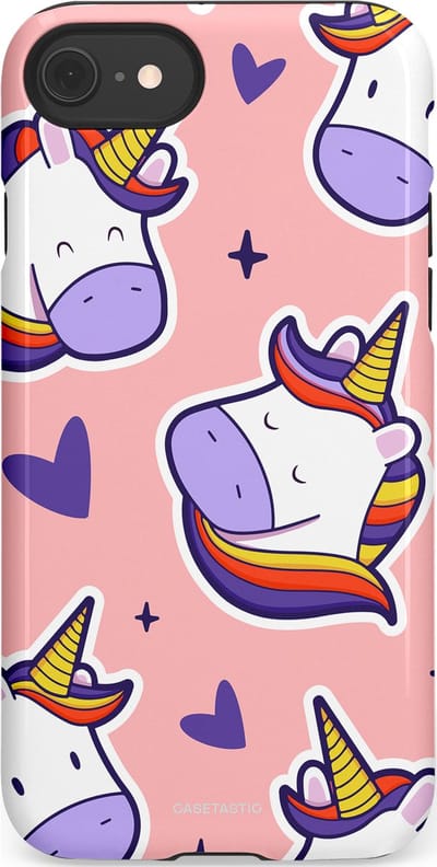 Casetastic Hoesje Geschikt voor Apple iPhone 7/8/SE - Stijlvolle Beschermende Duo-layer Case - Unicornhart