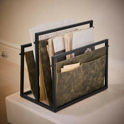 LOBERON Tijdschriftenhouder Larkwoods antiekzwart/bruin