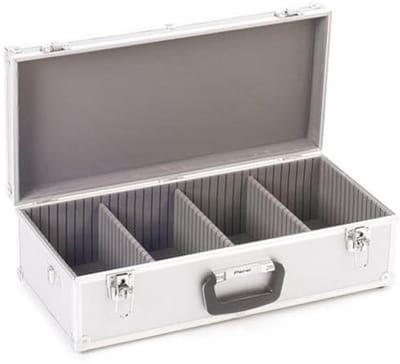 CD-koffer voor 80 CD's met sleutelslot en schouderriem - aluminium