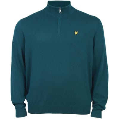 Lyle and Scott Cotton quater zip jumper petrol