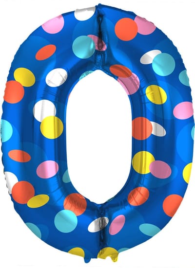 Folat - Folieballon Cijfer 0 Colorful Dots - 86 cm
