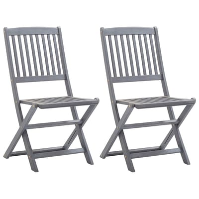 vidaXL - Set - van - 2 - klapstoelen - met - kussens, - gemaakt - van - massief - acaciahout.