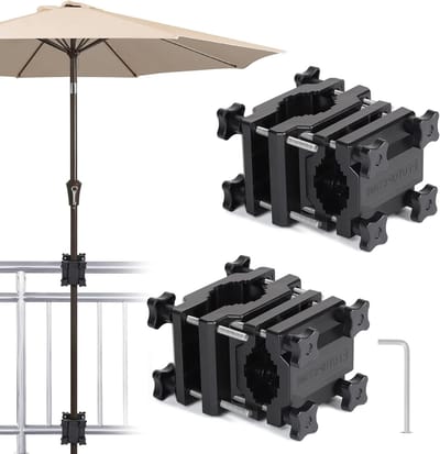 Parasolhouder Balkon - Parasolklem - Zonwering Creëren - Verstelbaar & Stevig - 2 Stuks - Zwart