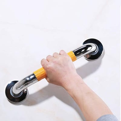 Veiligheidshandgreep Badkamer - Douchesteun Wandgreep - Valpreventie Thuis - Roestvrij Staal Binnenwerk - 38 cm - Wit