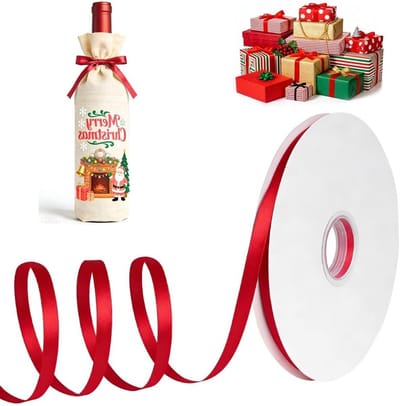Satin Ribbons Rood 10mm x 91m voor Kerst, Dikke Bordeauxtint Satijnen Lint voor Cadeaus, Taarten, Bloemstukken en Decoraties