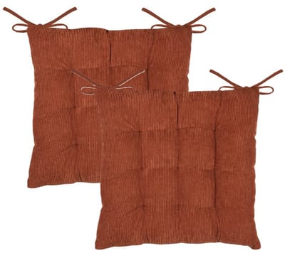 Stof Textile stoelkussen Dandy - 2x - wijnrood - 38 x 38 x 5 cm - touwtjes sluiting - zitkussens - binnen/buiten