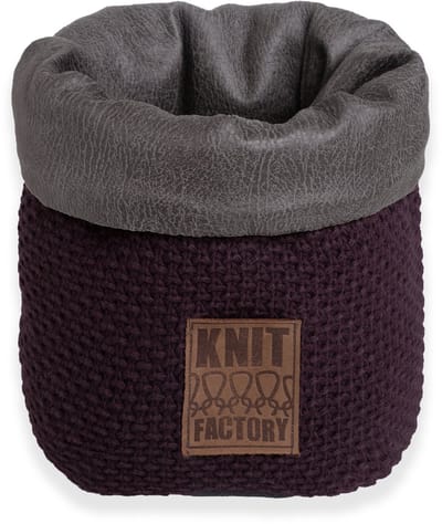 Knit Factory Lynn Gebreide Mand - Opbergmand - Plantenmand - Aubergine - 25 cm