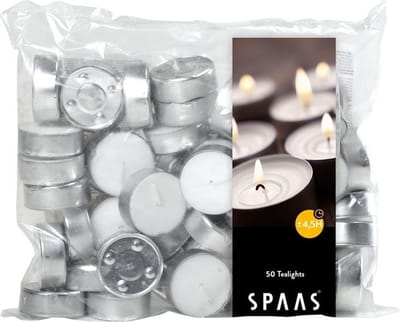 Spaas Theelichtjes/waxinelichtjes - 50x - wit - D3,9 cm - 4,5 branduren - geurloze kaarsen