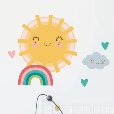 Muurstickers - ZON VERLIEFD OP DE REGENBOOG - transparante zelfklevende achtergrond - 120x160cm