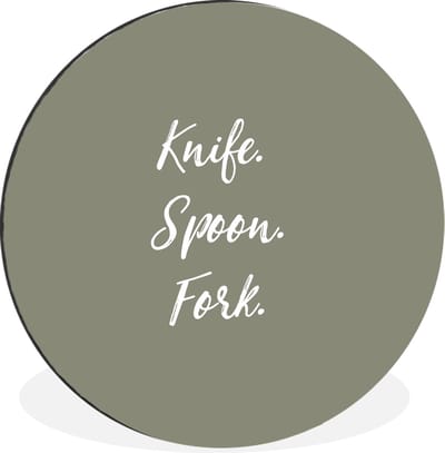 WallCircle - Wandcirkel - Muurcirkel - Bestek - Quotes - Knife. Spoon. Fork. - Spreuken - Aluminium - Dibond - 140x140 cm - Binnen en Buiten