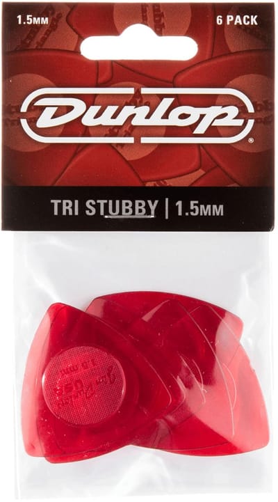 Jim Dunlop Stubby - Plectrums - Tri Stubby - 1,50 mm - Player's Pack 6 Stuks