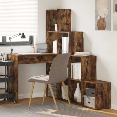 vidaXL - Hoekbureau - Rook - Eiken - 101,5 - x - 149,5 - x - 149,5 - cm - Bewerkt - hout