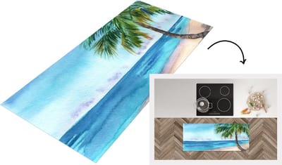 Keukenloper - Loper keuken - Palmboom - Zee - Strand - 120x50 cm - Keukenloper vinyl
