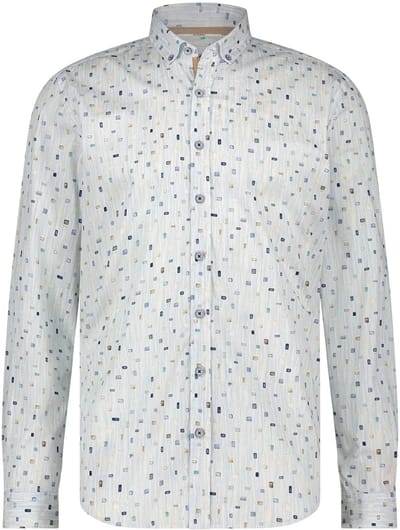 State Of Art Twill Overhemd Print Lichtblauw - Maat L - Heren - Overhemden Casual