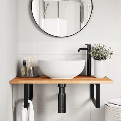 vidaXL - Badkamer - wandschap - staal - en - massief - acaciahout