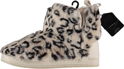 Apollo Dames hoge pantoffels/sloffen luipaard print - beige - maat 37-38