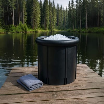 KAD® Ijsbad - Zitbad - Draagbaar Zitbad voor Ijsbad Therapie - Opvouwbaar - Zwart - ‎80cm x 80cm x 75cm