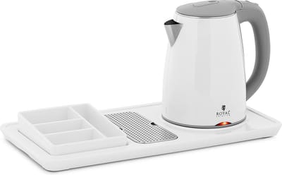 Professionele hotelwaterkoker - wit - 1.2 L - 1800 W - met koffie- en theestation - Royal Catering