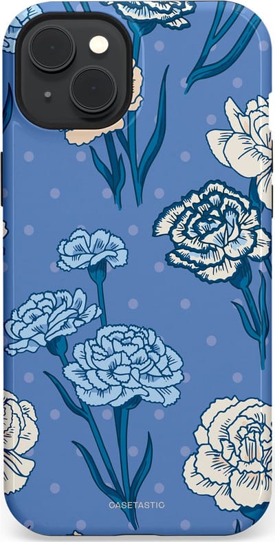 Casetastic hoesje geschikt voor Apple iPhone 15 Plus - MagSafe - Dubbellaagse bescherming - Anjer melange - Fashion Case - Lavendel Petrol Zilver