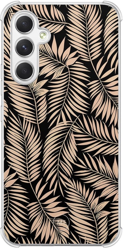Hoesje (shockproof) geschikt voor Samsung Galaxy A54 - Palm silhouette - Extra sterke case - TPU/polycarbonaat - Natuur - Zwart, Bruin, Transparant