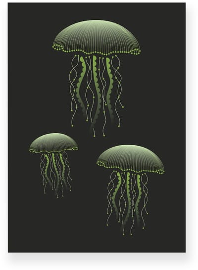 Poster 20x30 cm - Kwallen - Groen - Donkergroen - Natuur - Modern - Muurdecoratie - Wanddecoratie