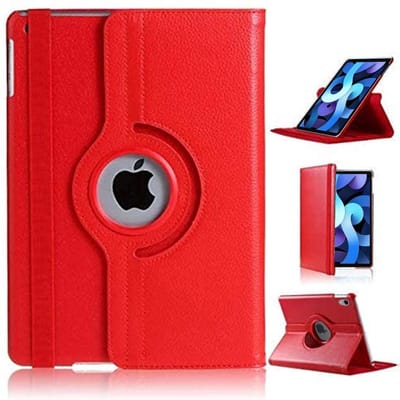 Hoes geschikt voor iPad Air 5 Hoes M3/M2 (2025/2024), iPad Air 5th/4th Gen - 360 Graden Draaibare bookcase met standaard - Rood