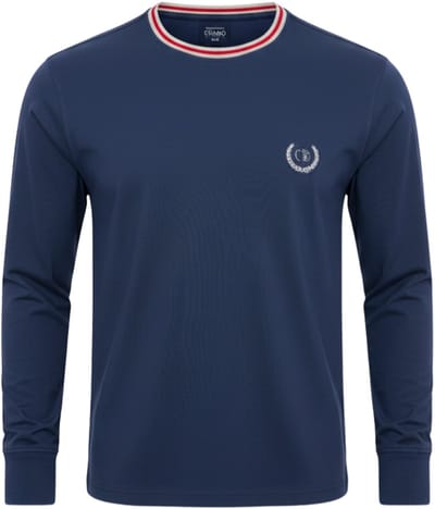 OMBRE Longsleeve - Katoen - Lange Mouw - Gestreept Donkerblauw S