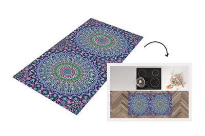 Keukenloper - Loper keuken - Mandala - Hippie - Regenboog - Neon - Patronen - 120x60 cm - Keukenloper vinyl