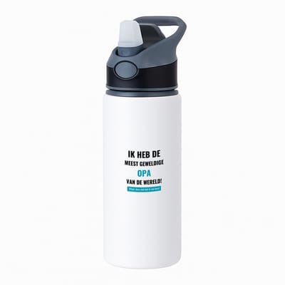 Hacebo® - ik heb de meest geweldige opa van wereld (klopt, deze mok heb ik van hem) waterfles met rietje zwart - de meest geweldigste opa - verjaardagscadeau - verjaardag - cadeau - cadeautje voor opa - opa artikelen - water fles - 650ML