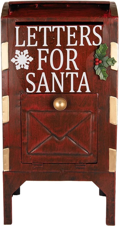 Clayre & Eef Kerstdecoratie Beeld Brievenbus 27x21x53 cm Rood Metaal