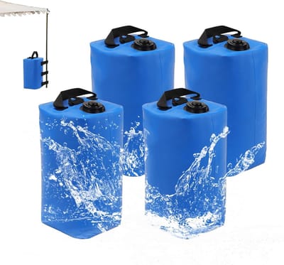 Set van 4 Watergewichtzakken voor Tuinpaviljoens, 10 Liter, Ideaal voor Stabiliteit van Tenten en Markiezen